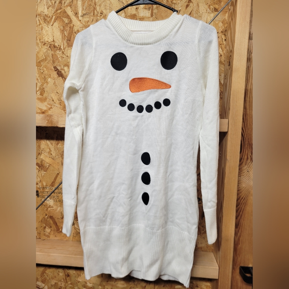 Tipsy Elves NWOT White Snowman Sweater Dress Size Small